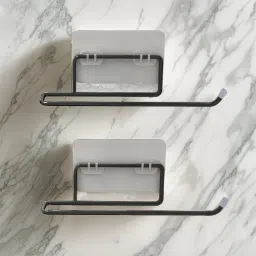 Self Adhesive Toilet, Tissue Paper Roll Towel Holder for Bathroom (Black) 2pcs Steel Toilet Paper Holder-image-50