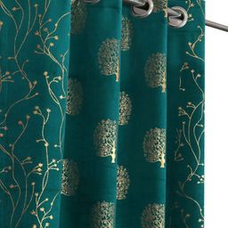 Aura Teal & Gold-Toned Set of 2 Ethnic Motifs Long Door Curtain-picture-25