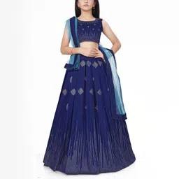 Shoryam Fashion Girls Blue Raw Silk Lehenga Choli-picture-40