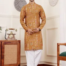 Rawayi Men Ethnic Motifs Printed Gotta Patti Kurta-image-85