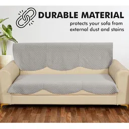 Bajo's Grey Solid Velvet 2 Piece Sofa Cover-image-39