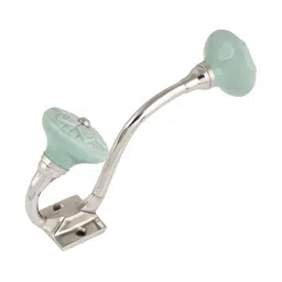 IndianShelf Green and Silvertoned Ceramic Wheel Wall Hooks-image-49