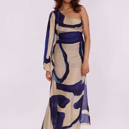 POPPI Women Sapphire Printed One-Shoulder Dress-image-67