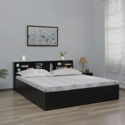 mintwud from pepperfry Seto King Size Bed in Wenge Finish with Box Storage & Headboard Storage-picture-39