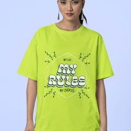 Reifica Women Typography Printed Drop-Shoulder Sleeves Applique T-shirt-image-36