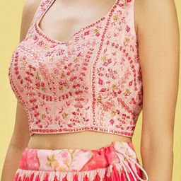 DIVASTRI Embroidered Sequinned Semi-Stitched Lehenga & Unstitched Blouse With Dupatta image 3