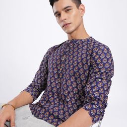 Anouk Rustic Indie Floral Printed Band Collar Kurta-picture-9