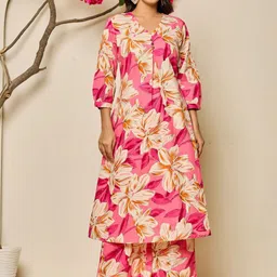 ADAA JAIPUR Women Floral Printed Regular Pure Cotton Kurta Set-image-29