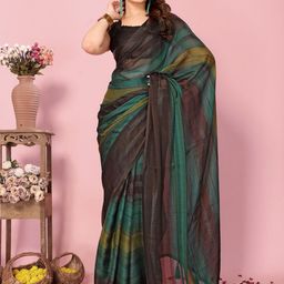 KALINI Striped Embellished Sequence Saree-image-32