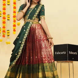 Fabcartz Embellished Sequinned Semi-Stitched Lehenga & Unstitched Blouse With Dupatta image 2