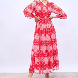 Styli Floral Print Bell Sleeve A-Line Maxi Dress-image-38