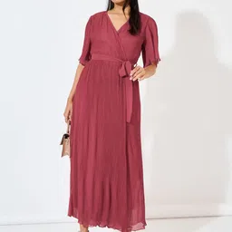 Styli Flared Sleeve Pleated Maxi Dress-picture-52