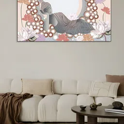 nestroots Pink & Grey Buddha in sleeping Position Canvas Painting Wall Art-image-39