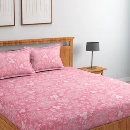 Alliance Super Soft Floral Pattern Queen Size Double Bed Sheet With 2 Pillow Covers-image-91