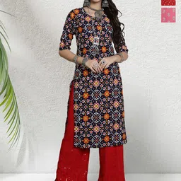 HERE&NOW Selection Of 3 Printed Straight Kurtas-image-49