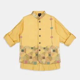 CHARCHIT Boys Printed Cotton Nehru Jacket-21