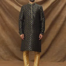 Samyukta Singhania Men Floral Printed Regular Kurta with Churidar-image-29