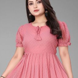 KRISHTI CREATION Print Puff Sleeve Georgette Fit & Flare Maxi Dress image 2
