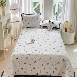 JC HOME 3Pcs Black & White Printed 162 TC Double Queen Bed Covers-picture-39