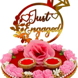 Just Engaged Engagement Wedding Ring Platter | Wood Decorative Platter-image-5