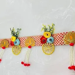 Nutts Handcrafted Decorative Peony Lace Chudi Lotus Pom-Pom Latkan Bandhanwar Toran-picture-32