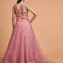 DIVASTRI Embellished Sequinned Semi-Stitched Lehenga & Unstitched Blouse With Dupatta image 4