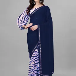 limtd Shibori Dyed Sequinned Pure Georgette Block Print Saree-20
