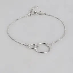 DressBerry 925 Sterling Silver Rhodium Plated & Interlinked Circle Charm Bracelet-12