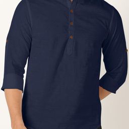 SHOPYCLICK Men Navy Blue Kurta-image-66