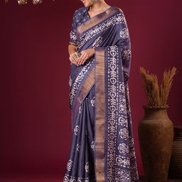 Anouk Women Floral Zari Silk Blend Sungudi Saree-image-81