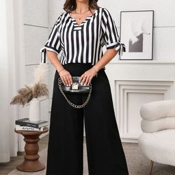 StyleCast Curve Women Striped Top and Trousers Co-Ords-picture-40