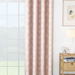 Story@home Pink & White Floral Room Darkening Long Door Curtain-47