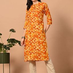 DORIYA Floral Printed Mandarin Collar Straight Kurta-50