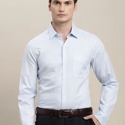 Turtle Spread Collar Classic Dobby Cotton Formal Shirt-image-80