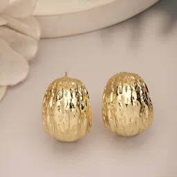 DressBerry Gold-Plated Textured Classic Half Hoop Earrings-34