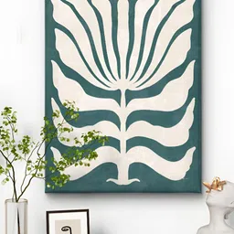 Livin'luxe Green & White Modern Boho Floral Canvas Wall Art-picture-0