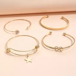 Shining Diva Fashion Set Of 4 Gold-Plated Crystals Studded Cuff Bracelet-20