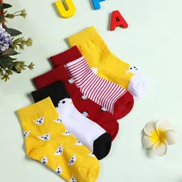 YK Boys Pack Of 5 Patterned Ankle Length Socks-17