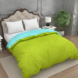 BED-SHEET.COM Blue & Green Microfiber Mild Winter 300 GSM Double Bed Comforter-image-25