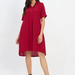 Color Cocktail Women Shirt Collar Shirt Dress-image-37