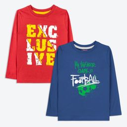 ariel Boys Pack Of 2 Typography Printed Round Neck Cotton T-shirt-image-39