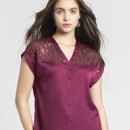 SHAYE Women V-Neck Embellished Party Top-image-71