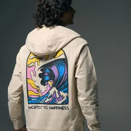 Flying Machine Graphic Printed Hooded Long Sleeves Oversized Fit Sweatshirt-image-22