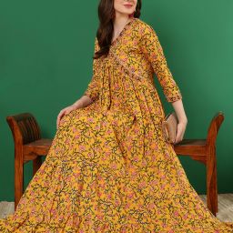 Printed Rayon Blend Stitched Flared/A-line Gown-image-58