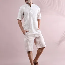 FILORI STUDIO Abstract Printed Mandarin Collar Pure Cotton Short Kurta-53