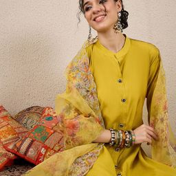 VredeVogel Women Regular Straight Kurta with Trousers & Dupatta-image-60