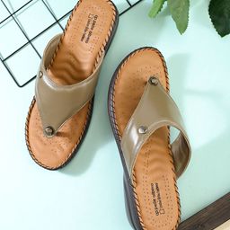 pelle albero Women Textured Orthopedic Leather Open Toe Flats-picture-0