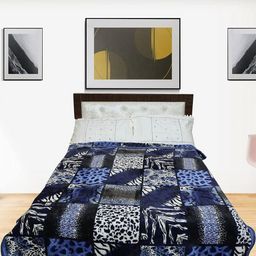 CHICERY Blue & White Printed Mink Heavy Winter Double Bed Blanket-picture-8