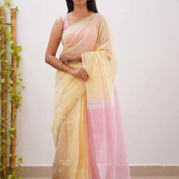 CaniBani Cream Cotton Blend Banarasi Sarees-image-93