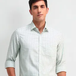 Arrow Men Slim Fit Spread Collar Grid Tattersall Checked Cotton Formal Shirt-picture-49